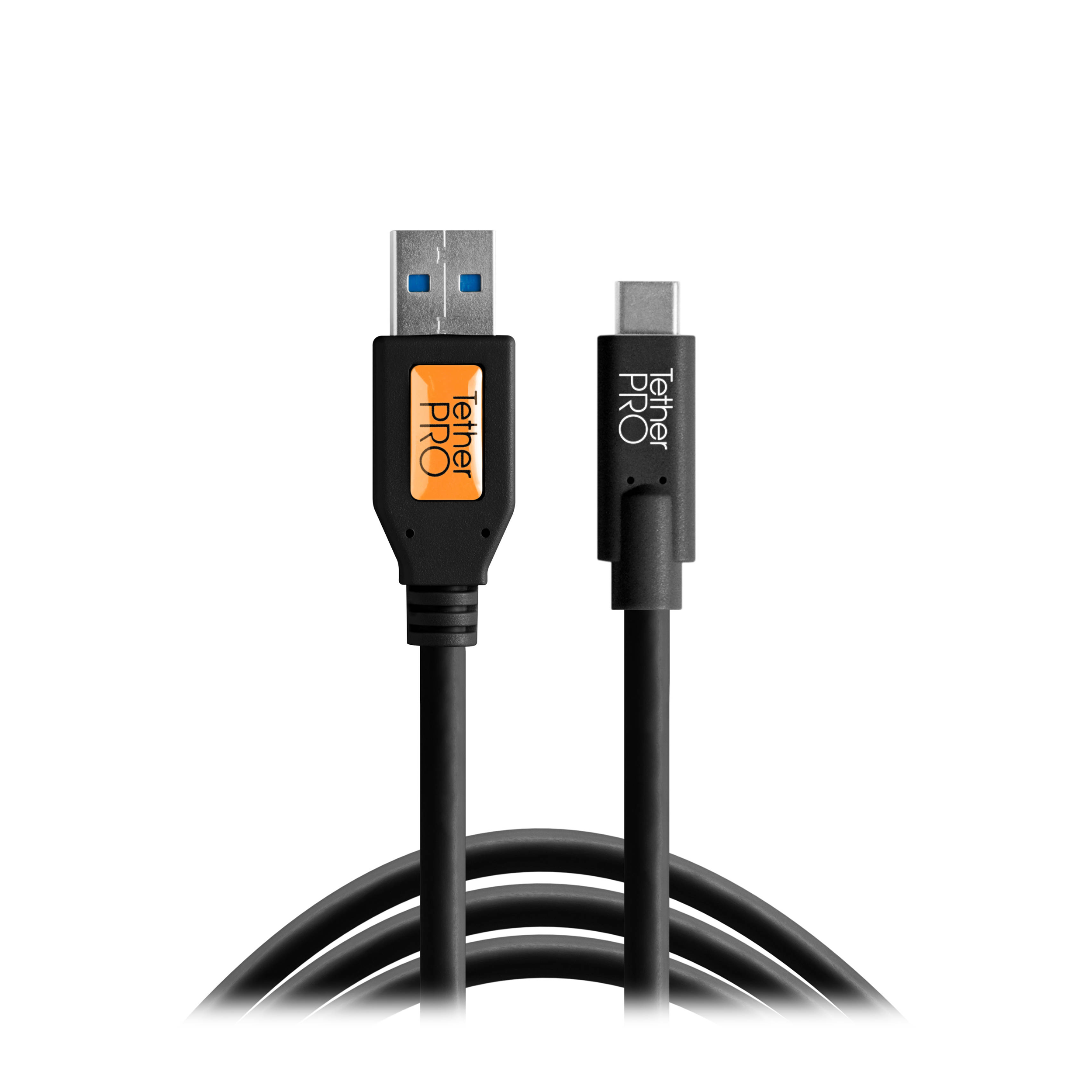 Tether Tools TetherPro USB Type-C Male to USB 3.0 Type-A Male Cable - 15', Black