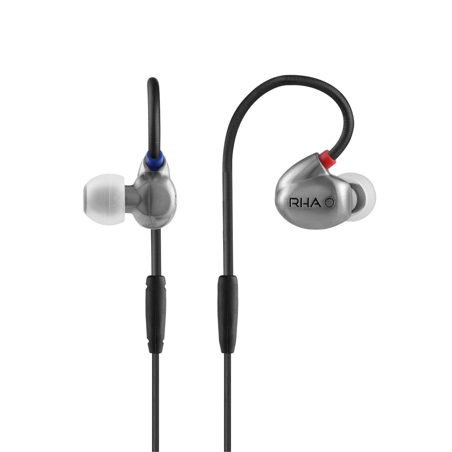 RHA T20 IEMs (Gen. 2): DualCoil HiFi Noise Isolating Stainless Steel in-Ear Headphones - Chrome, Black/Silver