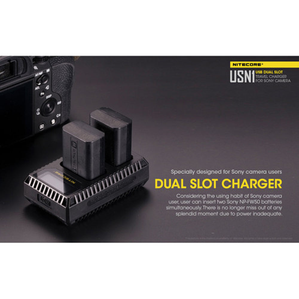 Nitecore USN1 Dual Slot Charger for Sony NP-FW50
