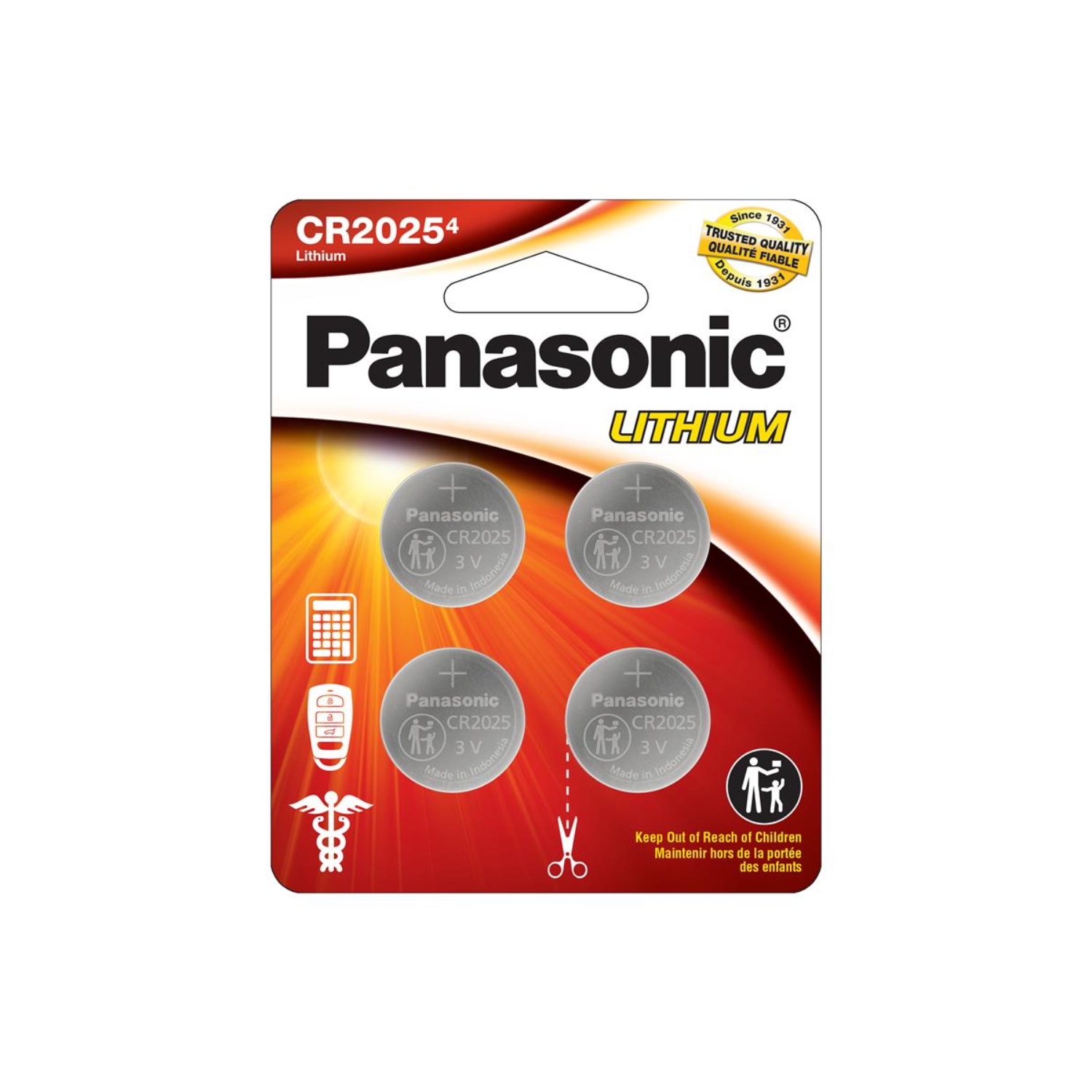 Panasonic 2025 3V Lithium Coin Cell Battery 4 Pack