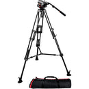 Manfrotto 504HD Head with 546B 2-Stage Aluminum Tripod with extra Long Plate 504PLONGRL and variable friction arm 244MICRO