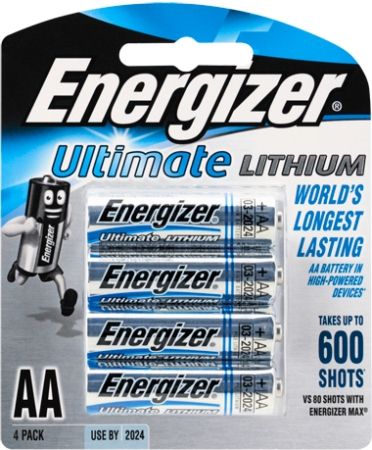 Energizer Ultimate Lithium AA Batteries 4Pk