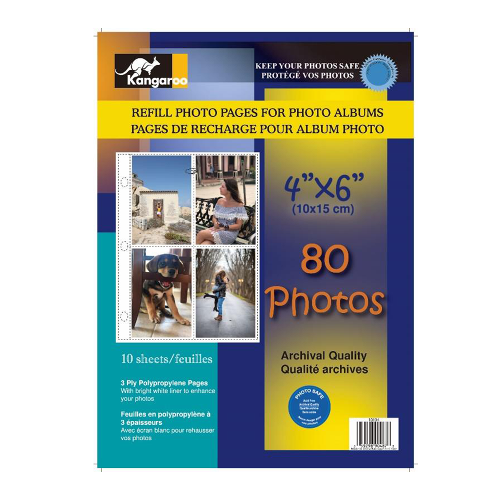 Photo album recharge pages 4 x 6 4-up - 10 feuilles 80 photos