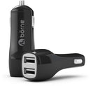 Borne 2.1A dual USB car adapter - black