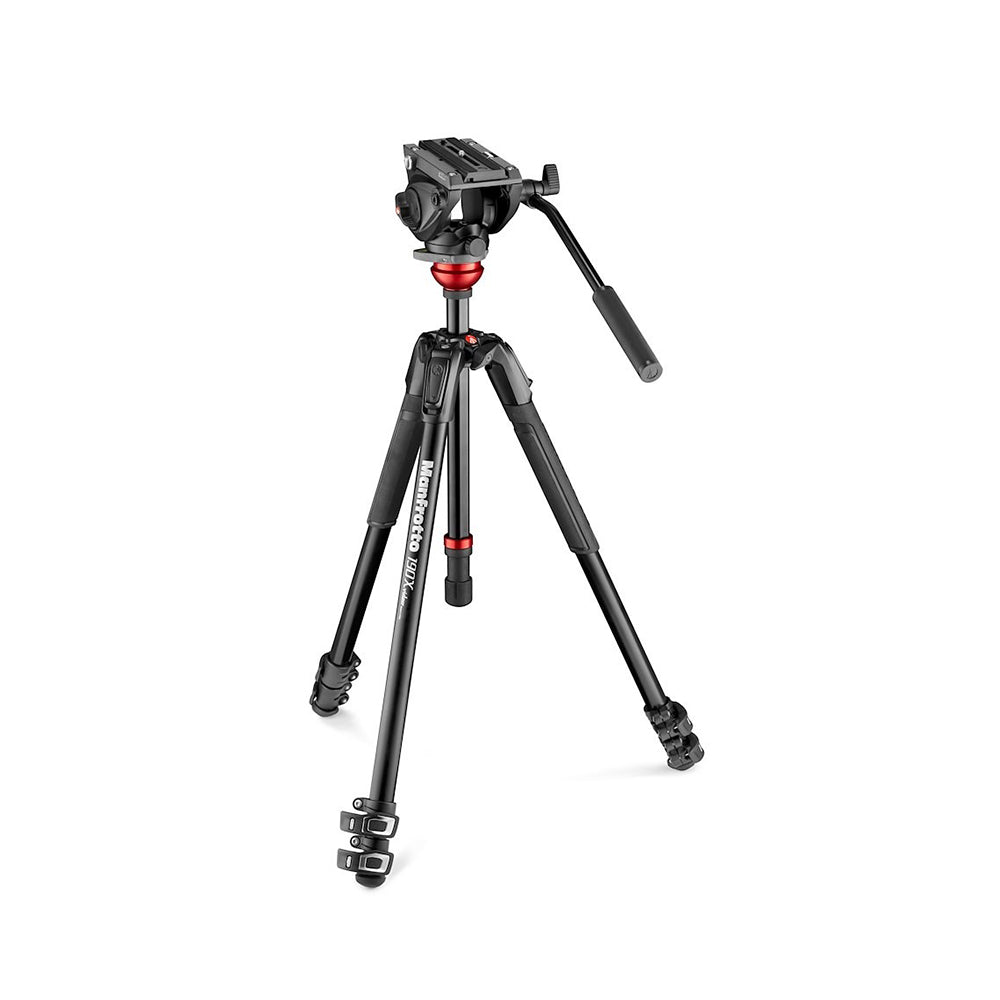 Manfrotto 500 Fluid Video Head Flat Base with 190X Video Aluminum Tripod