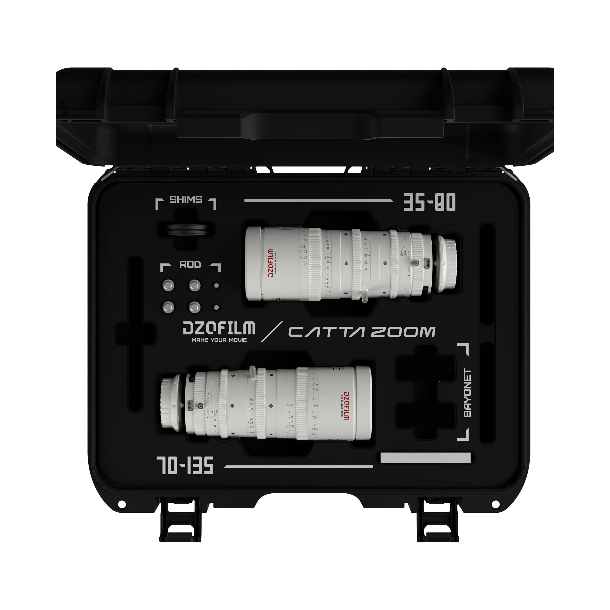 Dzofilm CATTA 35-80 et 70-135 mm T2.9 E-Mount Cine Zoom 2-Lens Bundle (blanc)
