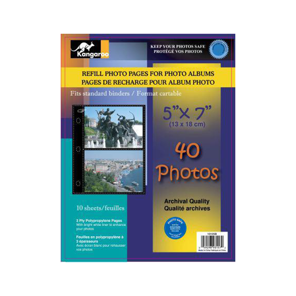 Photo Album Recharge Pages 5x7 2Up - 10 feuilles 40 photos - noir