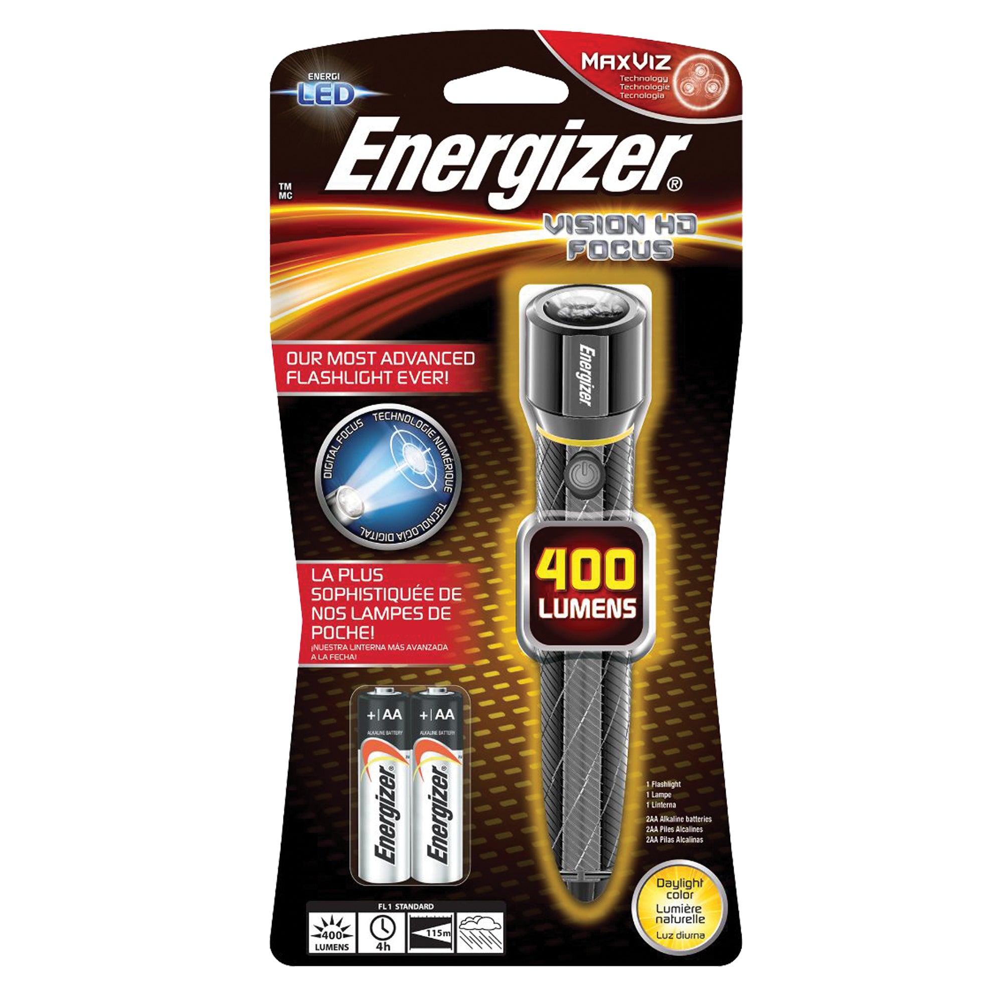 Energizer epmzh21e - lampe de poche à main LED en acier inoxydable, AA