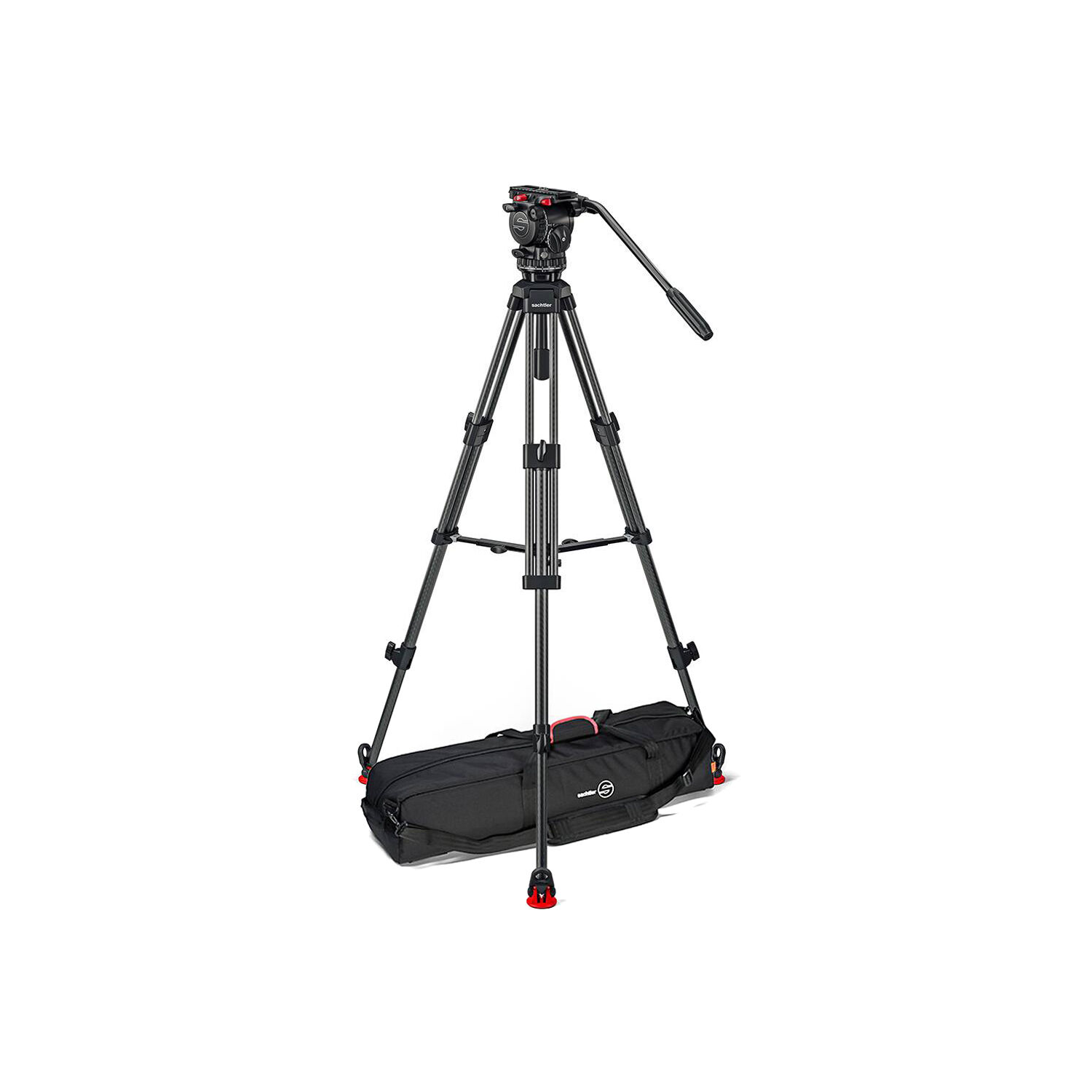 Sachtler System FSB 8 Mk II Sideload and 75/2 Carbon Fiber Tripod Legs with Mid-Level Spreader and Bag