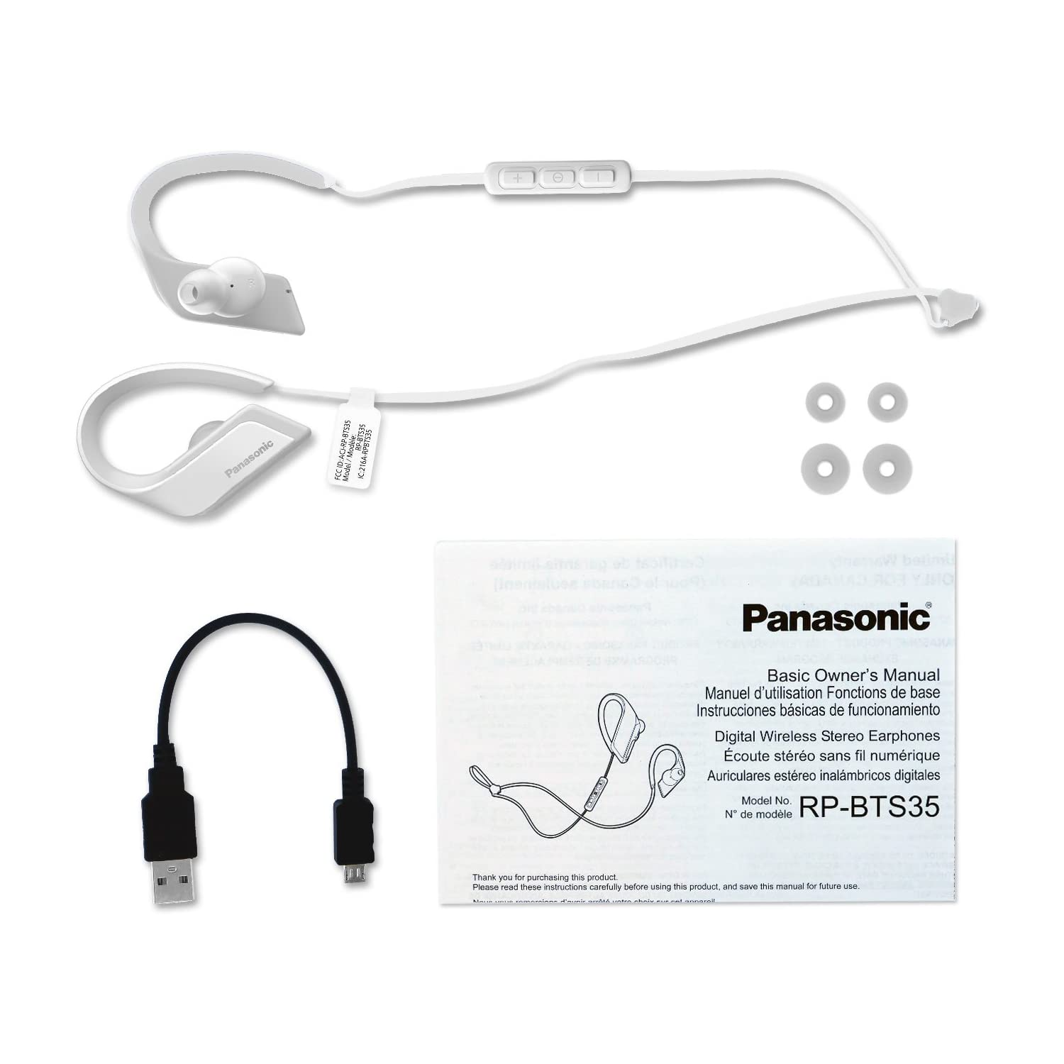 Panasonic WINGS Ultra-Light Wireless Bluetooth Sport Earphones - White