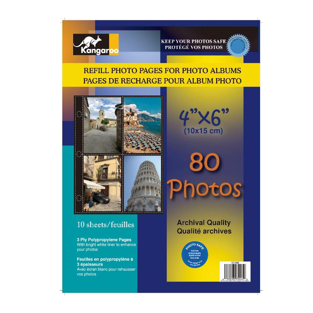 Photo Album Recharge Pages 4 x 6 4-Up - 10 feuilles 80 photos