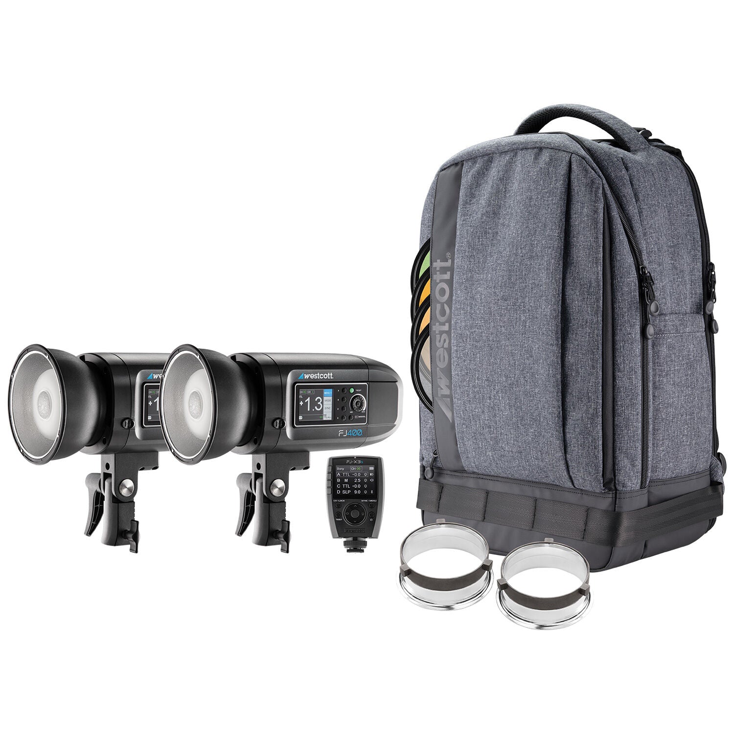 Westcott FJ400 Strobe Strobe 2-Light Backpack Kit avec FJ-X3S Wireless Trigger for Sony Caméras