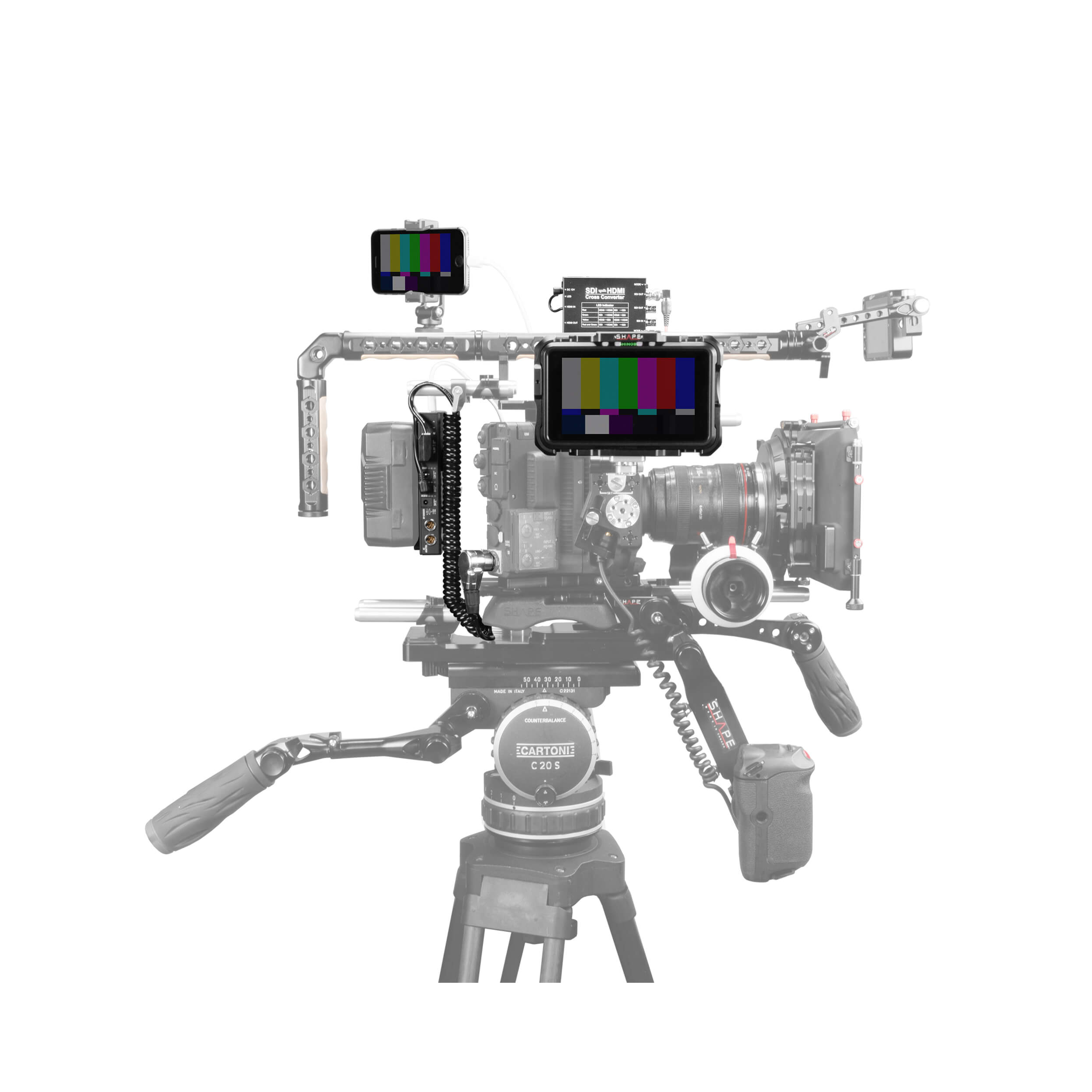 Shape J-box Camera Power & Charger pour Canon C500 Mark II et C300 Mark III (V-Mount)