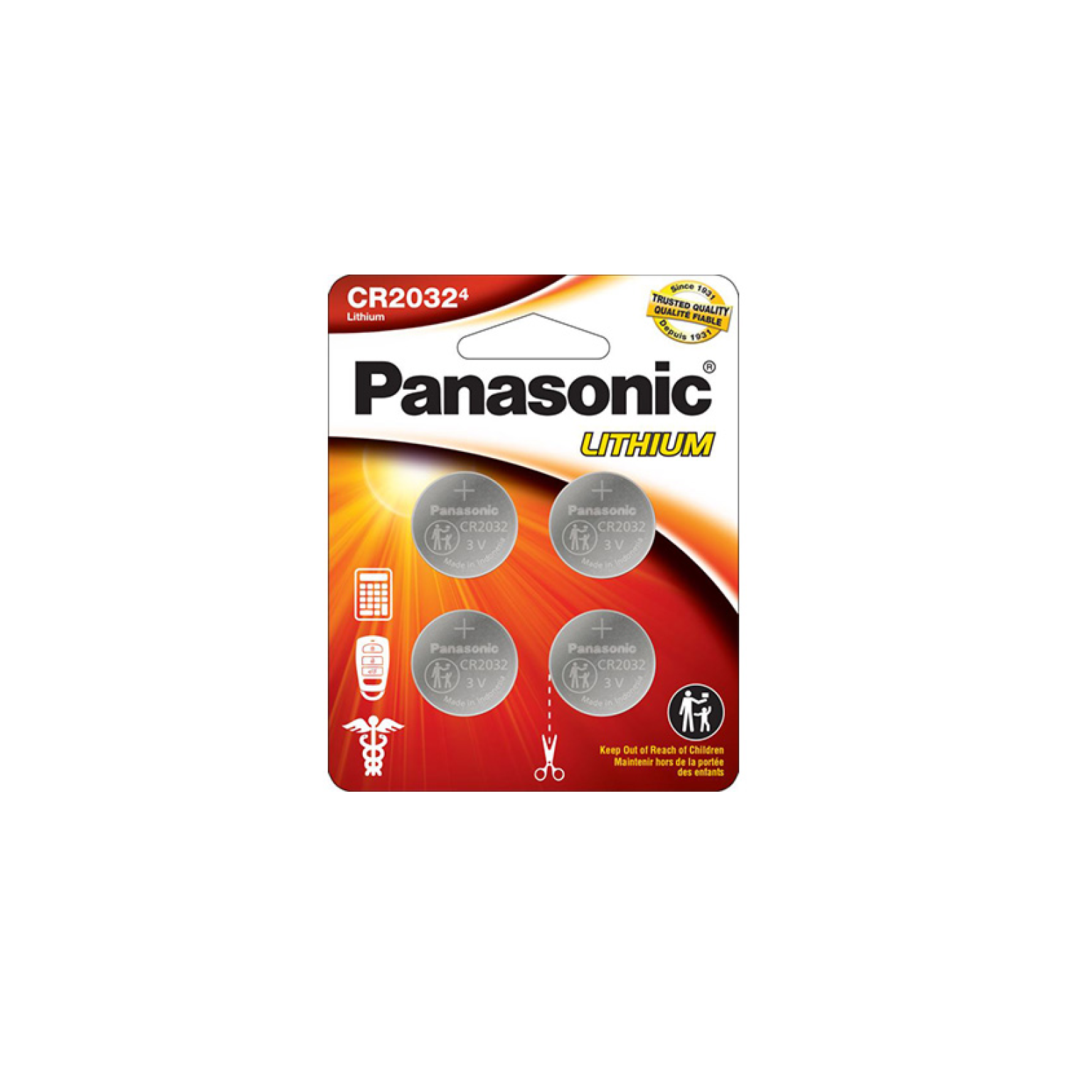 Panasonic 2032 3V Lithium Coin Cell Battery 4 Pack