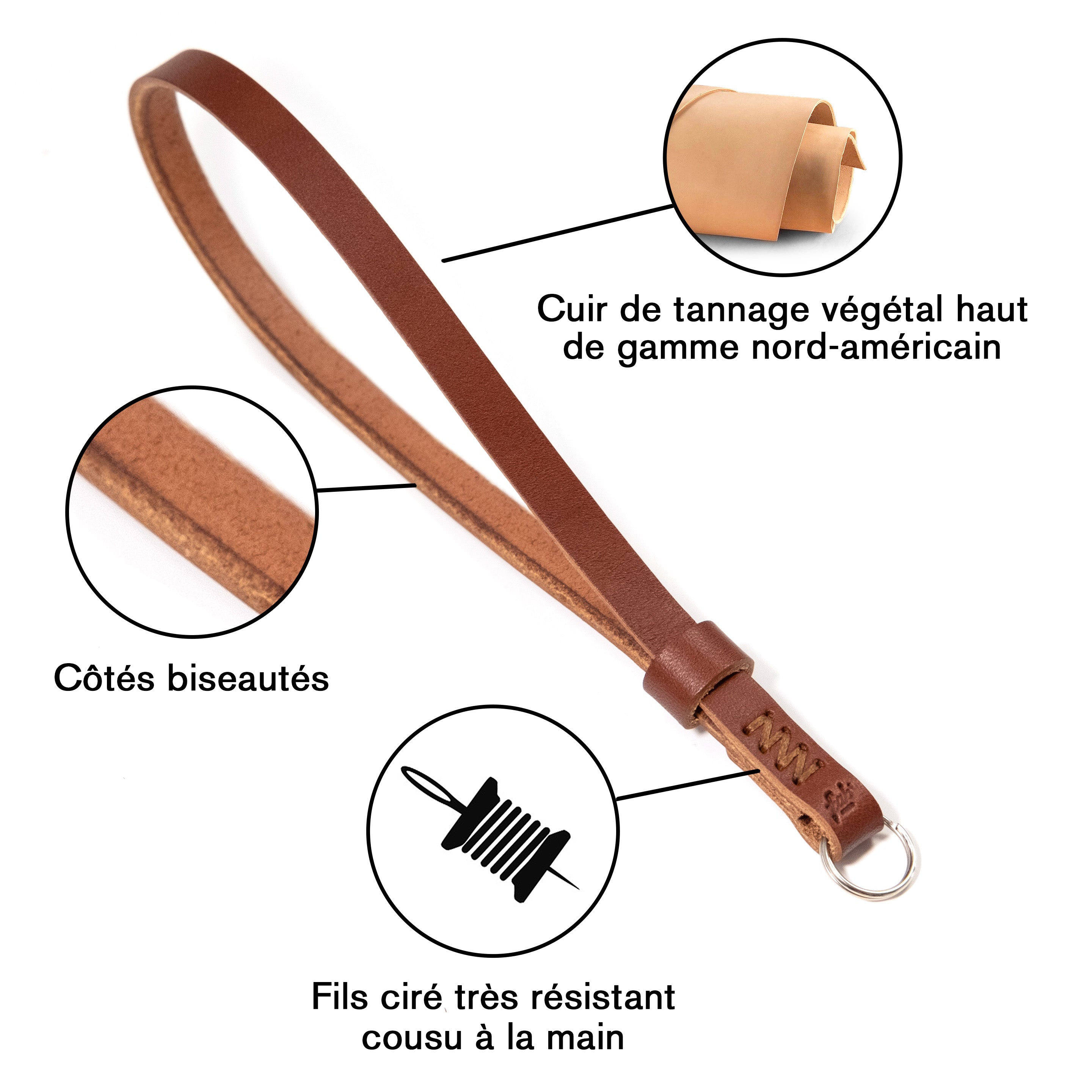 Fab' F2 wrist strap - Brown leather
