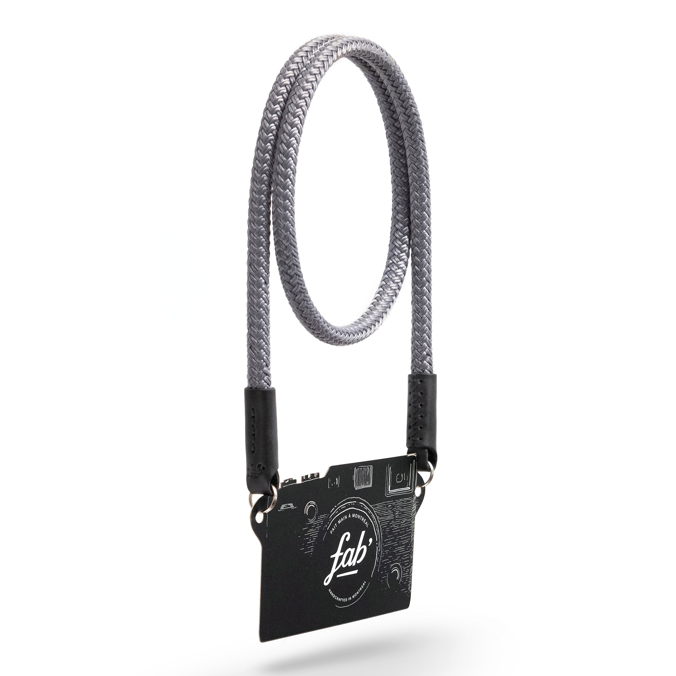 Fab' F8 strap - Grey rope, black leather - Size XL (55")