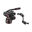 Manfrotto 612 Nitrotech Fluid Video Head and Aluminum Twin Leg Tripod with Ground Spreader