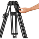 Manfrotto MVK504XTWINFA 504X Fluid Video Head & 645 Aluminum Tripod with Mid-Level Spreader