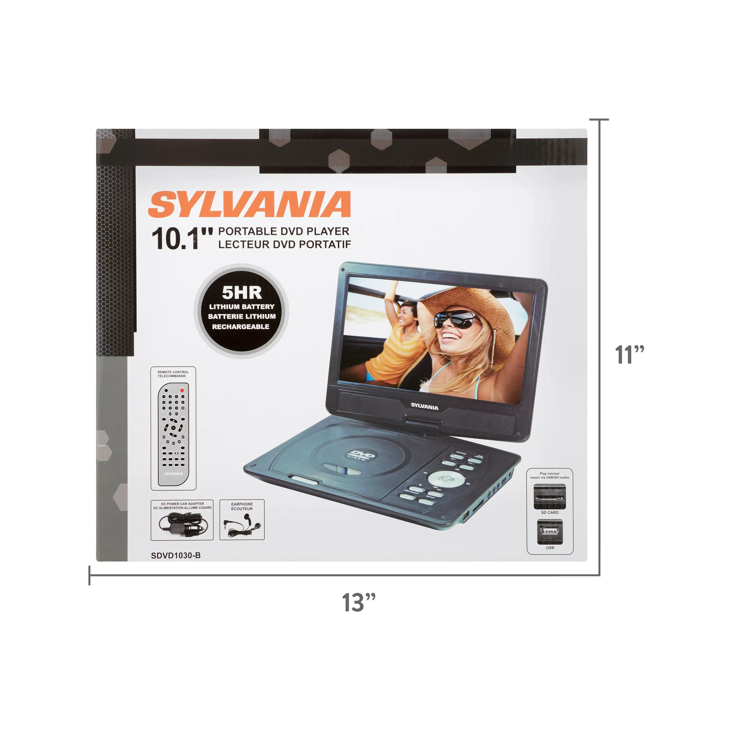 Sylvania 10″ portable DVD player - 5hr battery