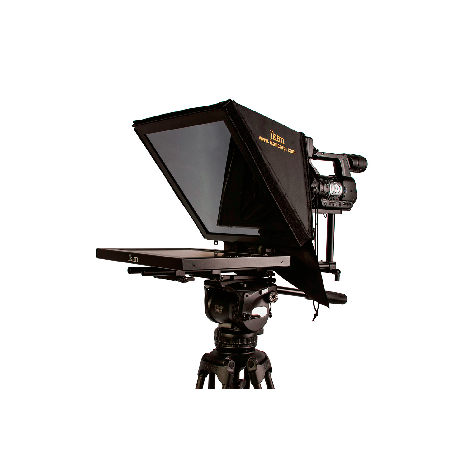 ikan P2P Interview System with 2 x 17" Teleprompters and HDMI Cables with Rolling Cases