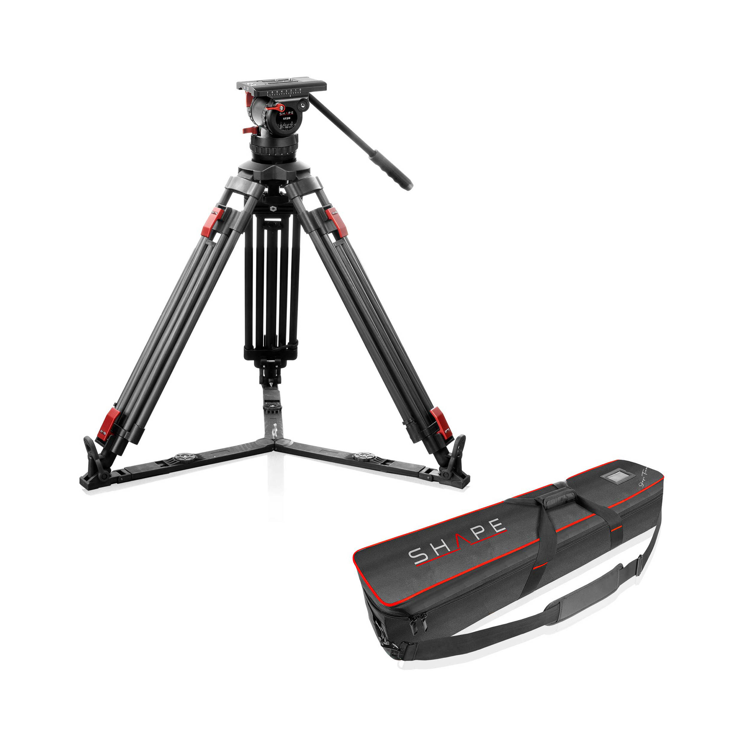 SHAPE Fibre de carbone vidéo pro trépied avec bol de 100 mm et tête de fluide (charge utile de 45 lb)