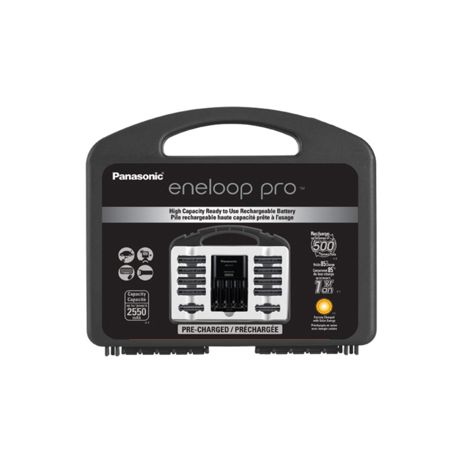 Panasonic Eneloop Pro Pack de puissance haute capacité avec chargeur, 8 batteries AA et 2 AAA NIMH