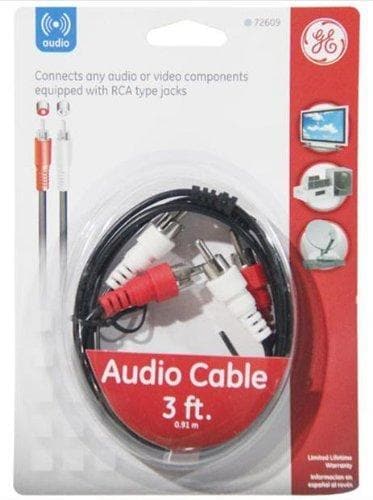 GE GE AV72609 Audio Cable w/Dual RCA Plugs, 3ft, Black