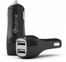 Borne 2.1A dual USB car adapter - black