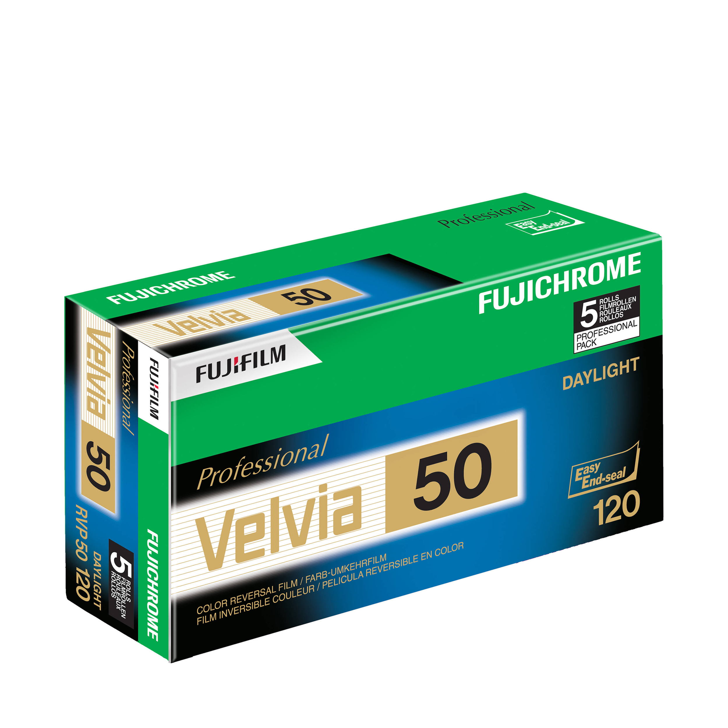 Fujifilm Fujichrome Velvia 50 Film de transparence de couleur professionnelle RVP 50 (film de 120 rouleaux, 5 pack)