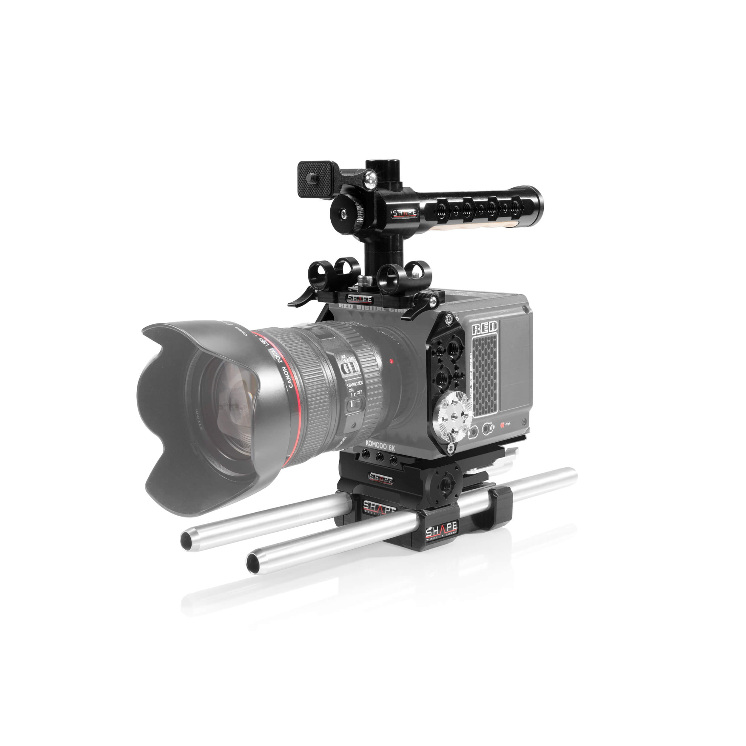 Formez une cage de caméra complète avec un système de canne LW de 15 mm pour le komodo rouge