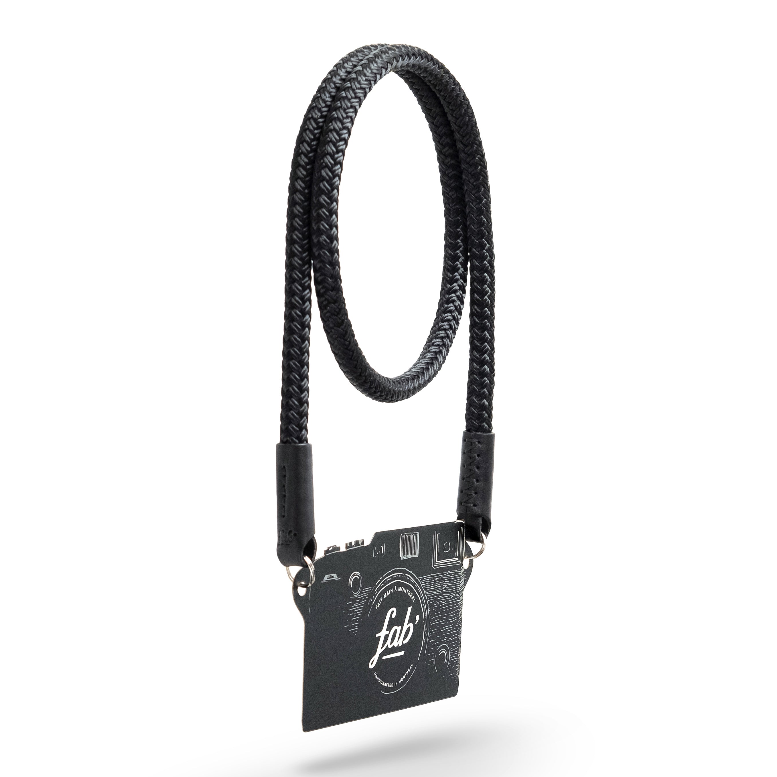 Fab 'Strap F8 - Corde noire et cuir - Taille XL (55 ")