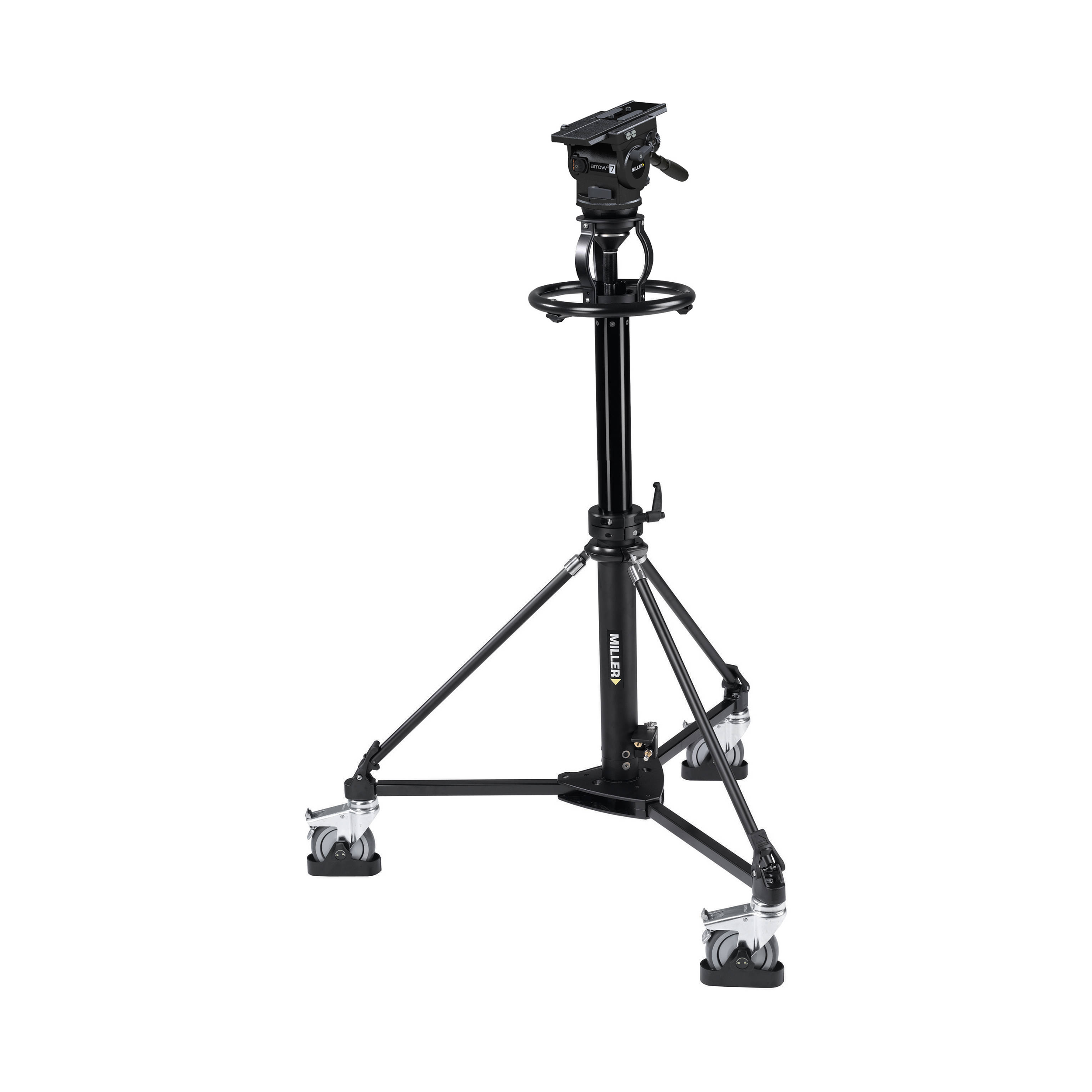 Miller System Arrowx7 Combo Piedestal - Plage de charge utile de tête de fluide 6 kg - 25 kg (13,2 lb - 55 lb) 41,8 à 55,6 "Plage avec tête, 2 poignées de panoramique