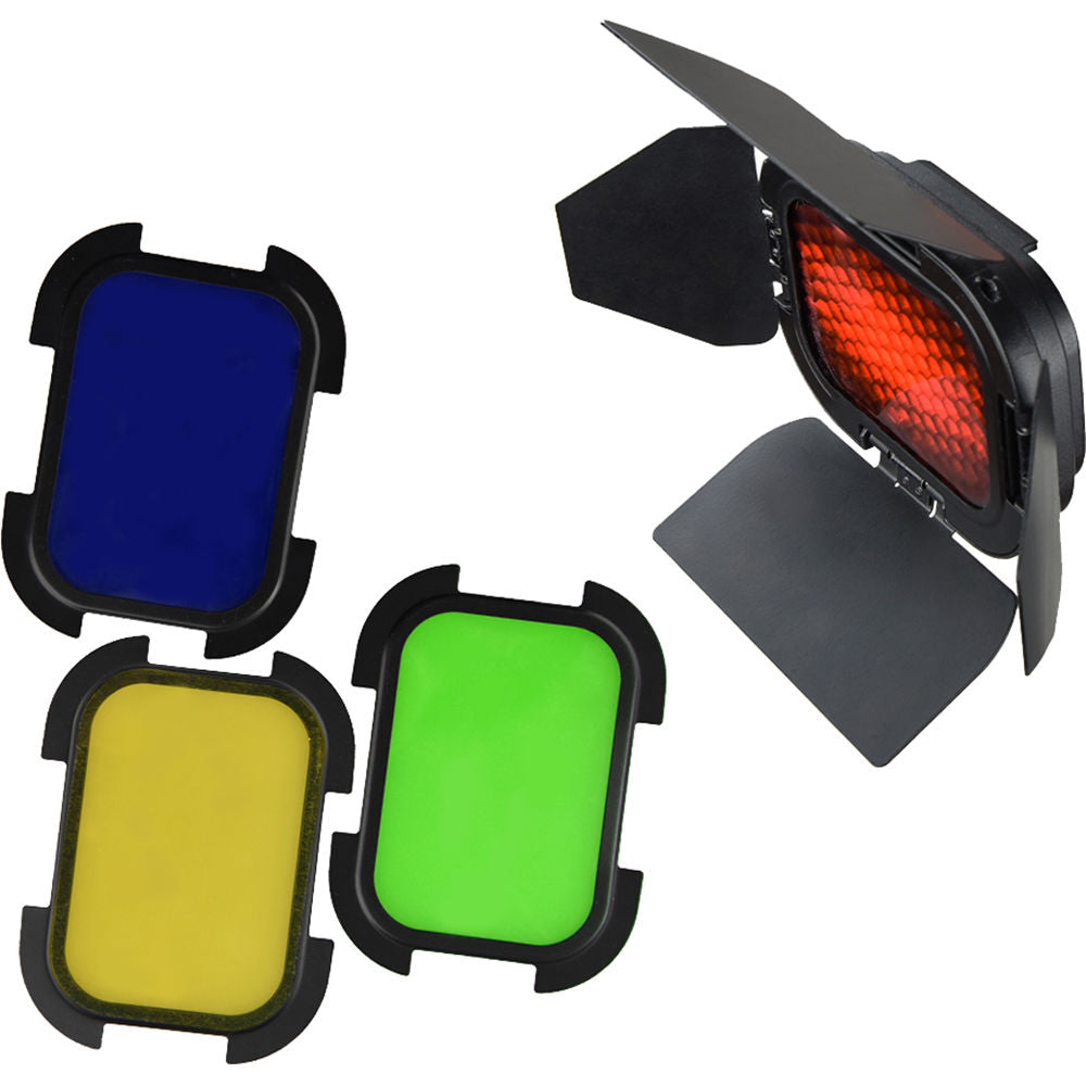 Kit Godox Barndoor avec 4 gels de couleur pour la tête de speedlight AD200