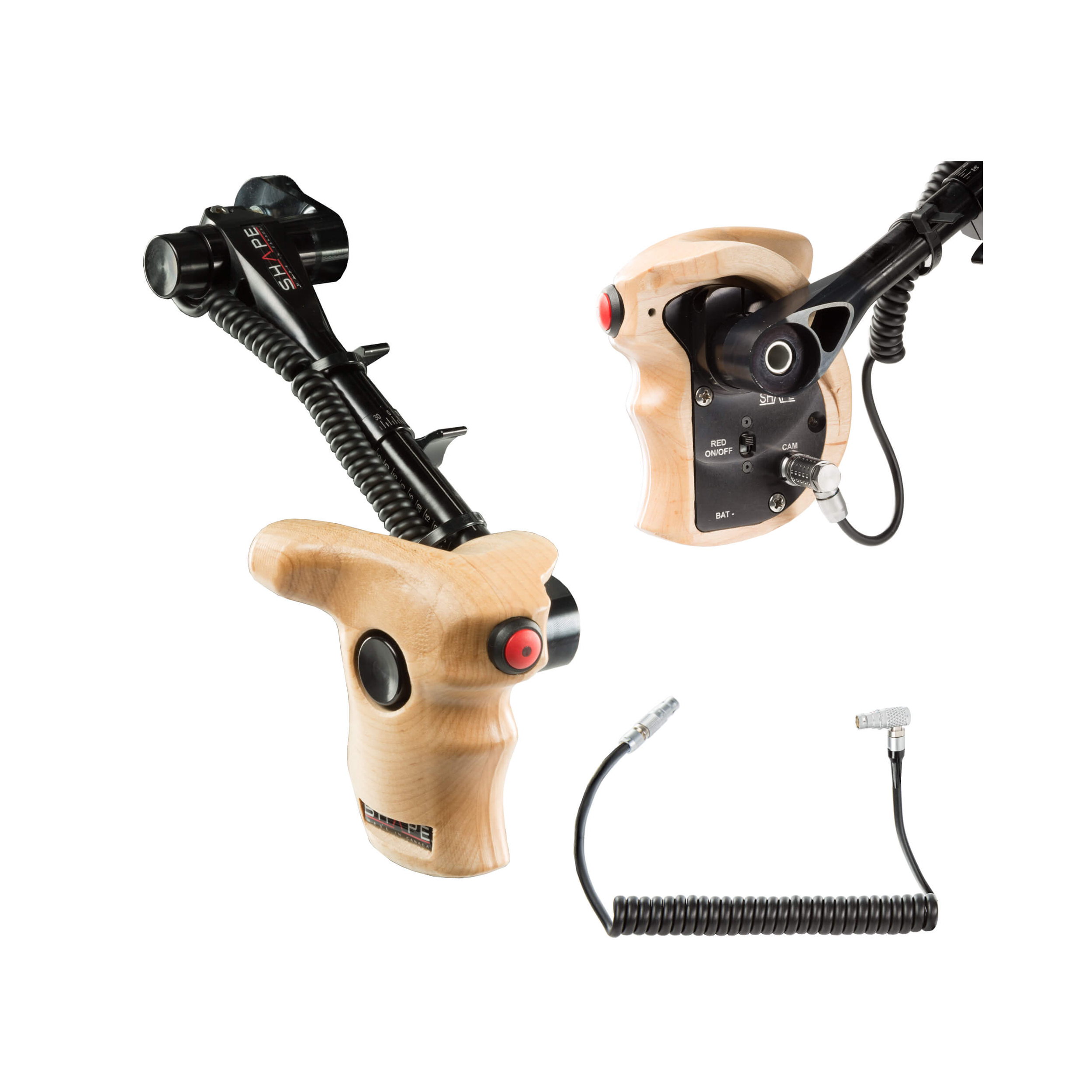 SHAPE Stop & Start Handle Grip with Telescopic Wood ARRI Rosette for ARRI Camera