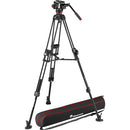 Manfrotto MVK504XTWINFA 504X Fluid Video Head & 645 Aluminum Tripod with Mid-Level Spreader