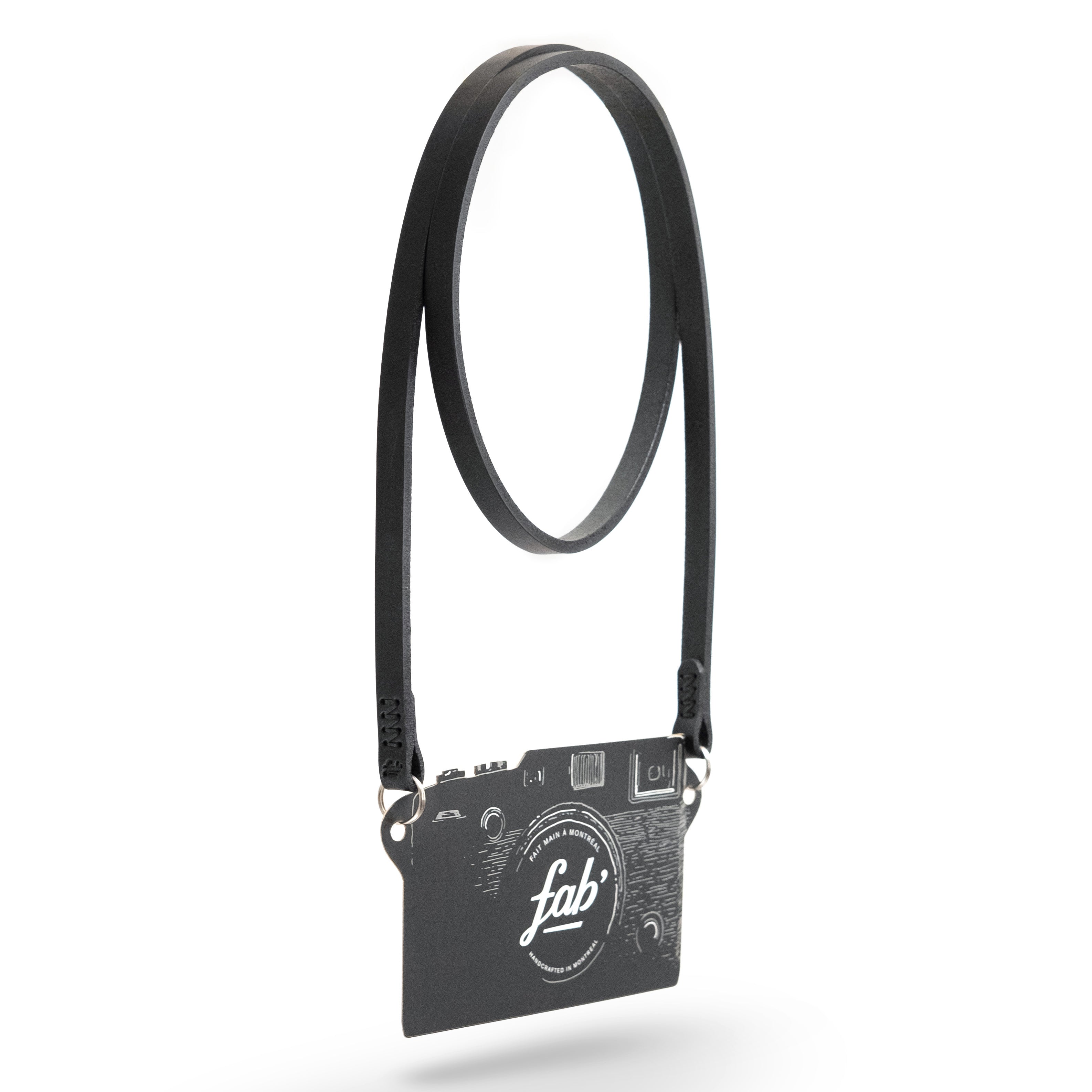 Fab' F4 strap - Black leather - Size M-L (47")