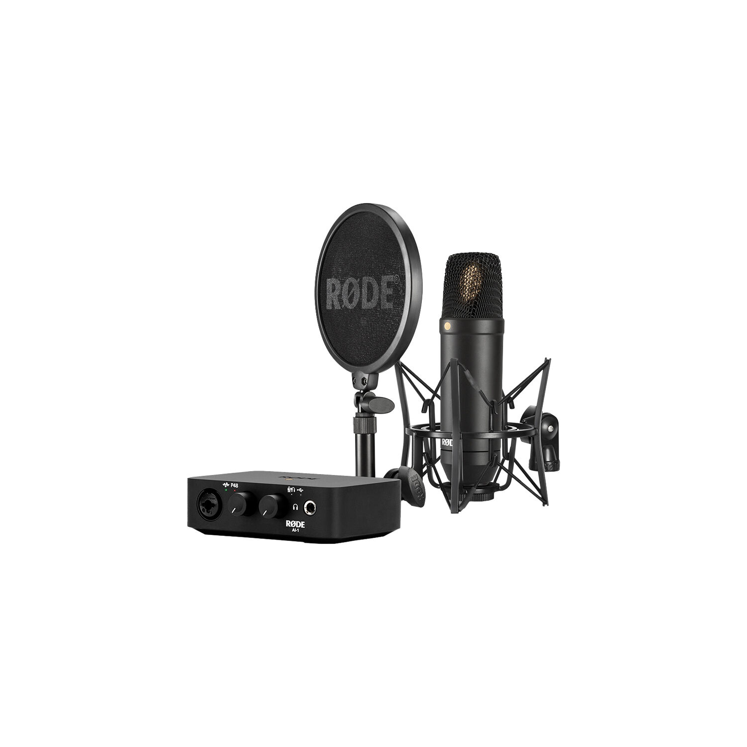 Rode Kit de studio complet avec interface audio AI-1, microphone NT1, SM6 Shockmount et Cable XLR