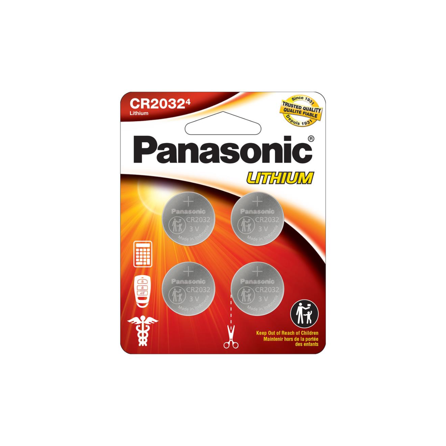 Panasonic 2032 3V Lithium Coin Cell Battery 4 Pack