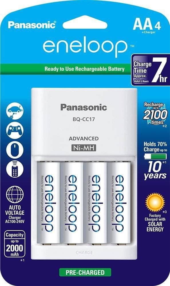 Panasonic K-KJ17MCA4BA Advanced Individual Cell Battery Charger with Eneloop AA New 2100 Cycle Rechargeable Batteries, 4-Pick