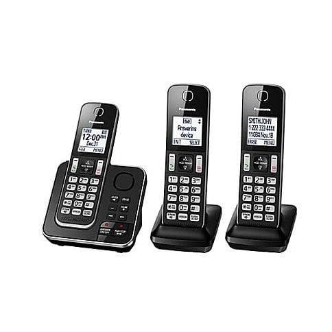 Panasonic KXTGD393B 3 handset cordless phone with answering system