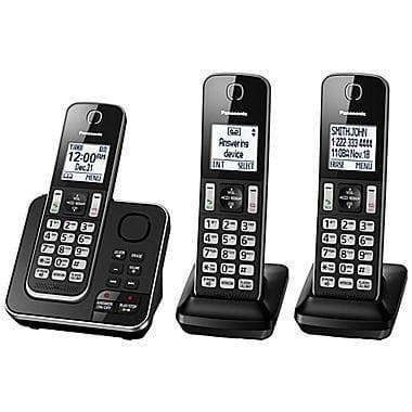 Panasonic KXTGD393B 3 handset cordless phone with answering system