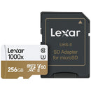 Lexar 256 Go Professional 1000x UHS-II Microsdxc Memory Carte avec adaptateur SD