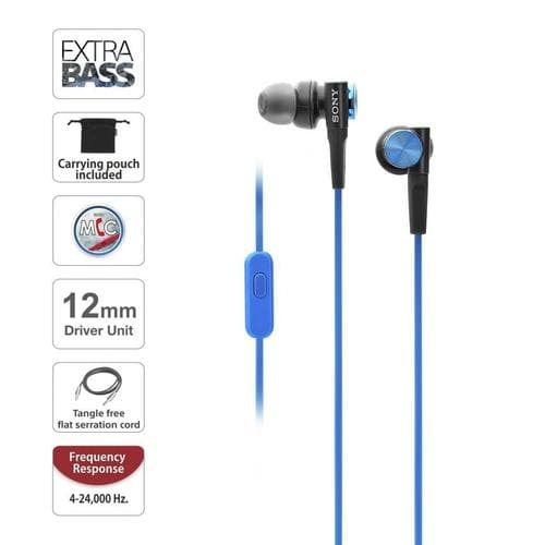 Sony Sony MDR-XB50AP - Earphones with mic - in-ear - 3.5 mm jack - blue