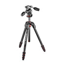 Manfrotto 190 Go! Carbon Fibre 4 Section Tripod W/Twist Locks Kit with 3 Way Head