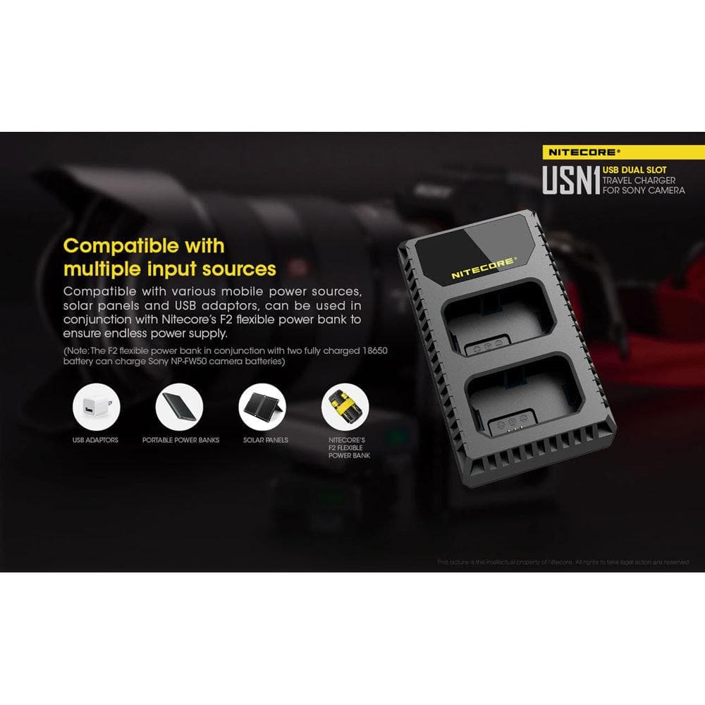 Nitecore USN1 Dual Slot Charger for Sony NP-FW50