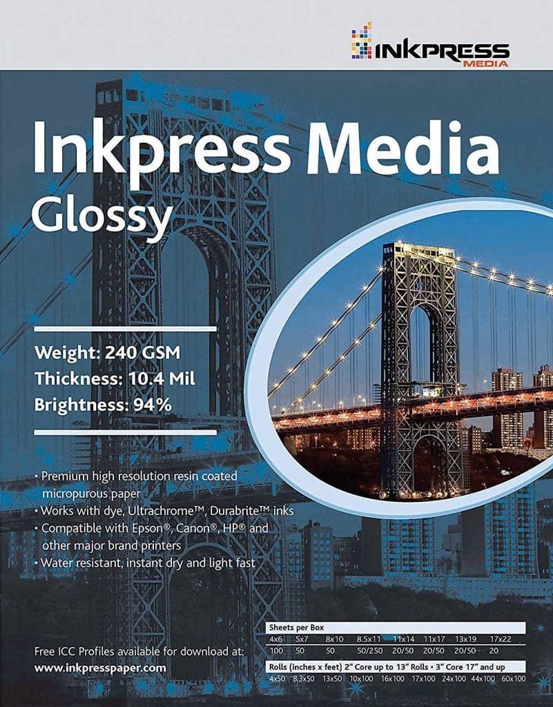 Inkpress PCUG111750 MEDIA  240 GSM, 10.4 Mil, 94 Percent Bright Paper